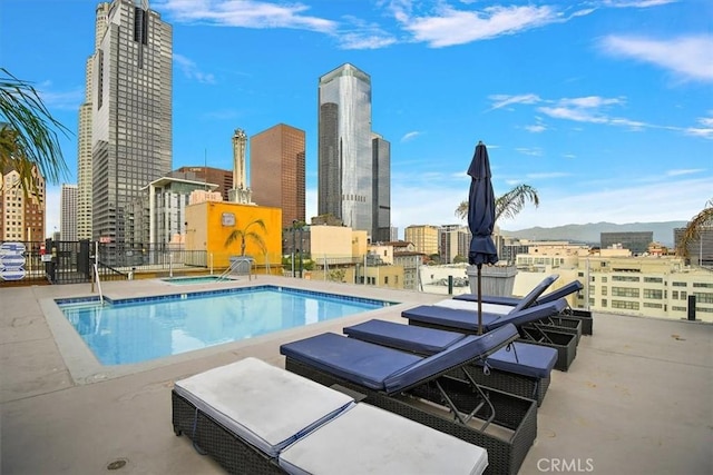 view of pool featuring a patio