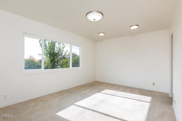 unfurnished room featuring light colored carpet