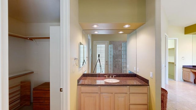 bathroom featuring vanity and tile patterned floors