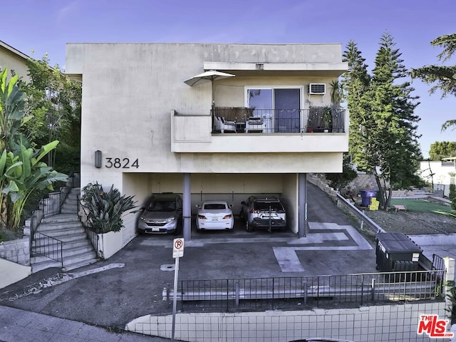 exterior space with a garage