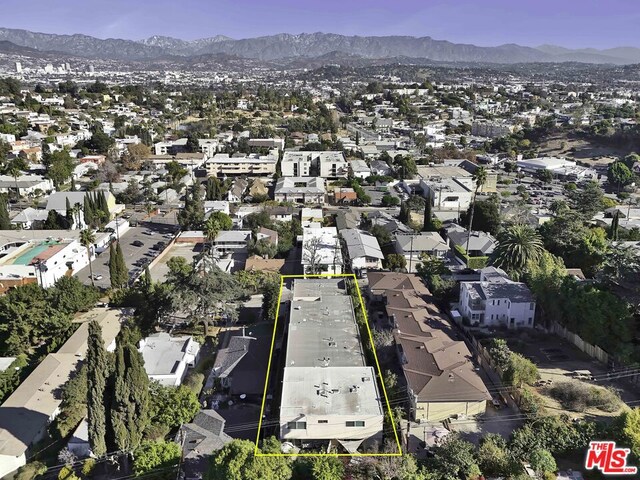 drone / aerial view with a mountain view