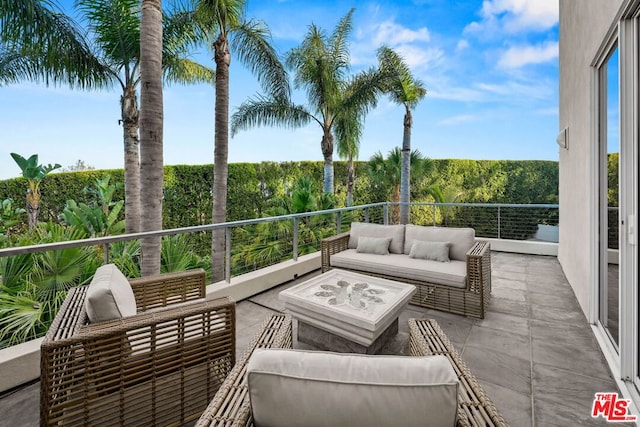 balcony featuring an outdoor living space