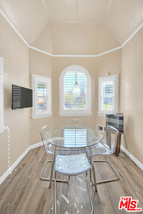 dining room with a wealth of natural light and hardwood / wood-style flooring