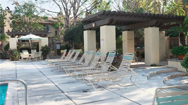 view of patio with a pergola