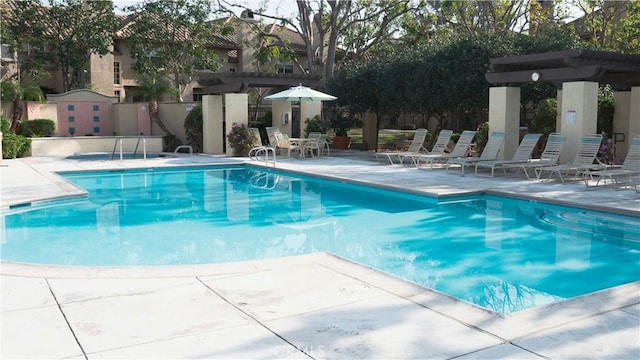 view of pool featuring a patio