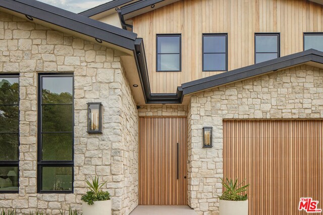 exterior space featuring a garage