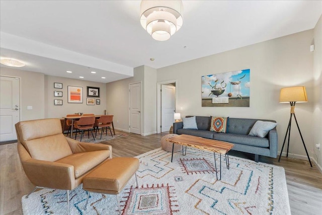 living room featuring light hardwood / wood-style flooring