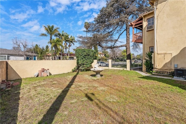 4485 Myrtle Ave, Long Beach, CA 90807 - view of yard with fence private yard, a balcony, and central air condition unit