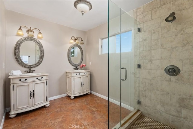 4485 Myrtle Ave, Long Beach, CA 90807 - full bath featuring a sink, a stall shower, baseboards, and two vanities