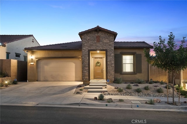 view of front of house with a garage