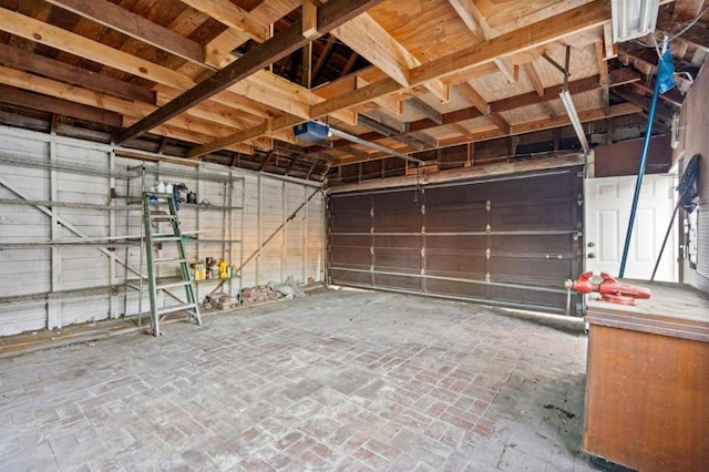 garage with a garage door opener