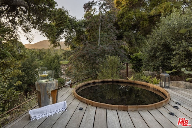 deck featuring a mountain view