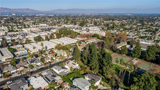 drone / aerial view featuring a mountain view