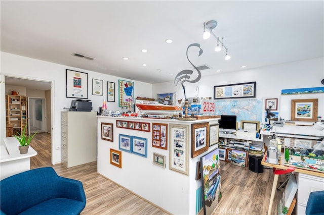 kitchen with light hardwood / wood-style floors