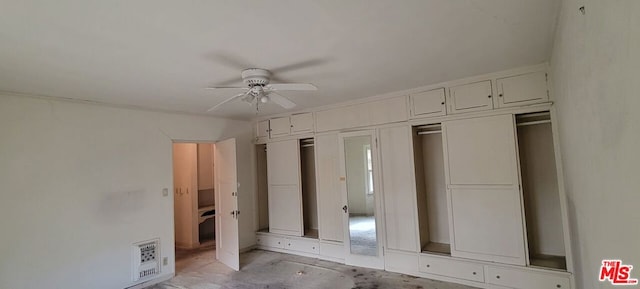 unfurnished bedroom with ceiling fan