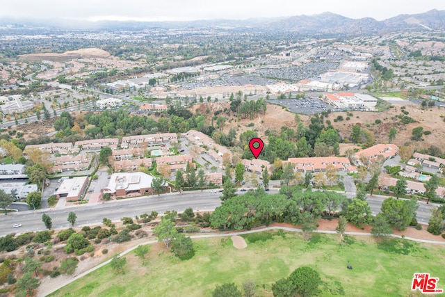 bird's eye view with a mountain view