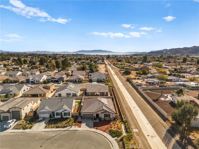 aerial view with a residential view and a mountain view