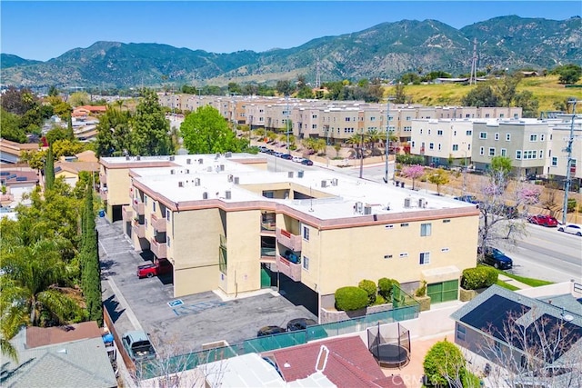 aerial view with a mountain view