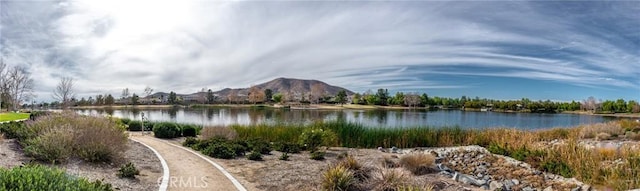 view of water feature with a mountain view