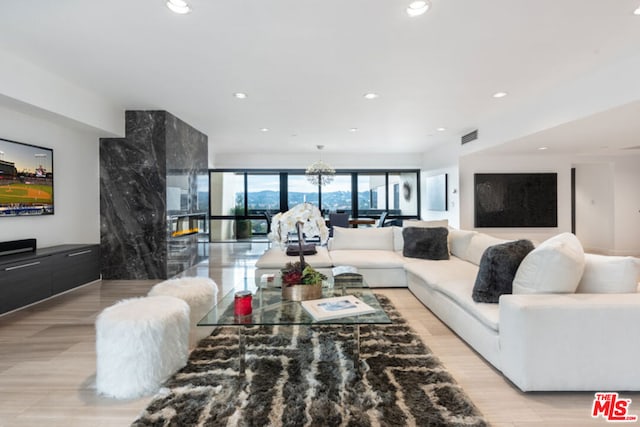 living room featuring light hardwood / wood-style flooring