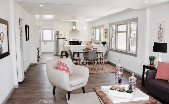 living room with hardwood / wood-style floors