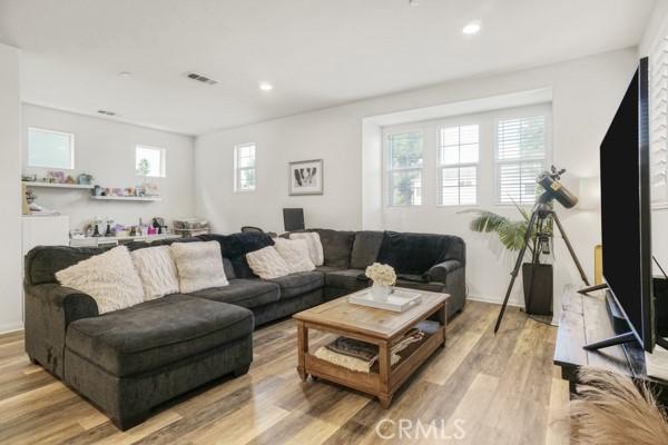 living room featuring light hardwood / wood-style floors and plenty of natural light