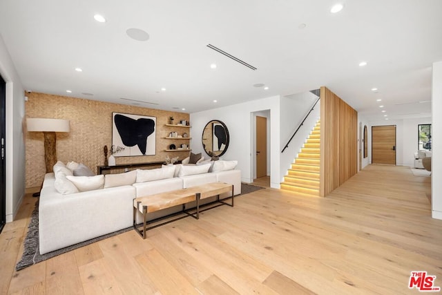 living room with light wood-type flooring