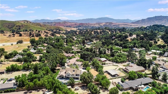 drone / aerial view with a mountain view