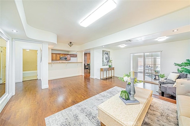 living room with wood-type flooring