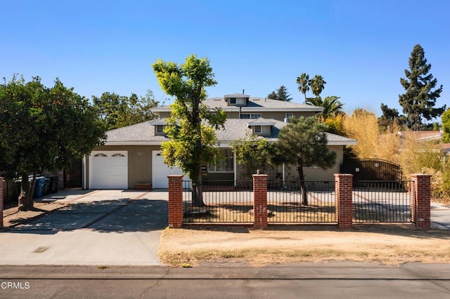 view of front of house with a garage