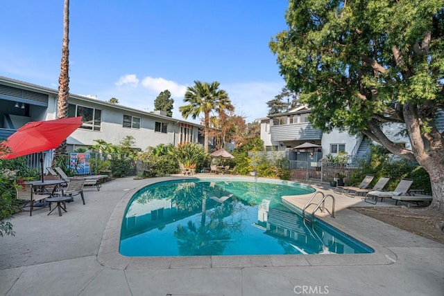 view of pool featuring a patio