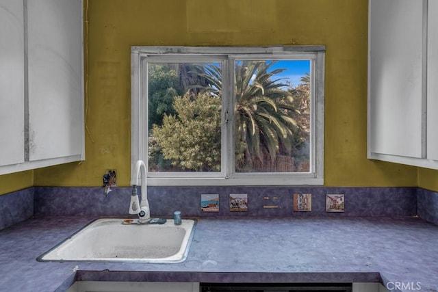 room details with sink and white cabinets