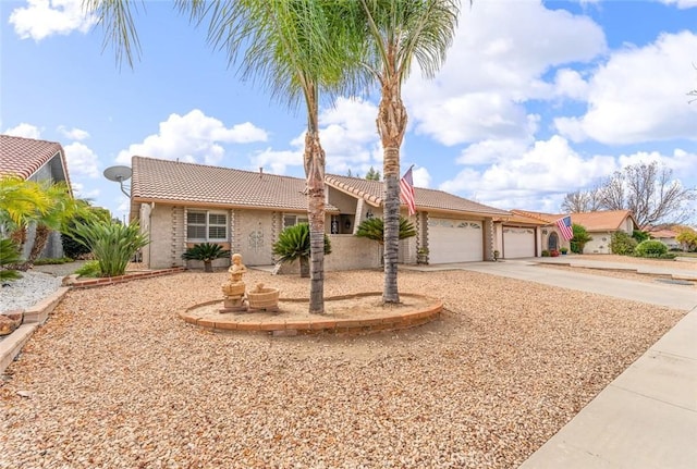 single story home with a garage