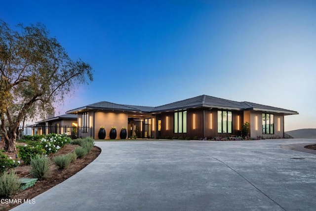 view of prairie-style home