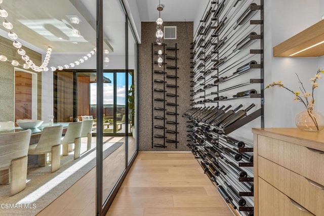 wine area featuring light hardwood / wood-style floors