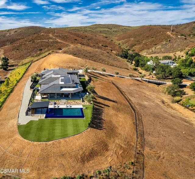 drone / aerial view with a mountain view