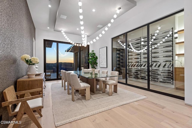 dining room with light hardwood / wood-style flooring