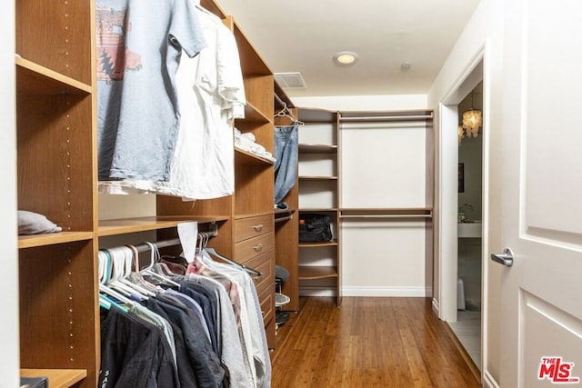 spacious closet featuring hardwood / wood-style flooring