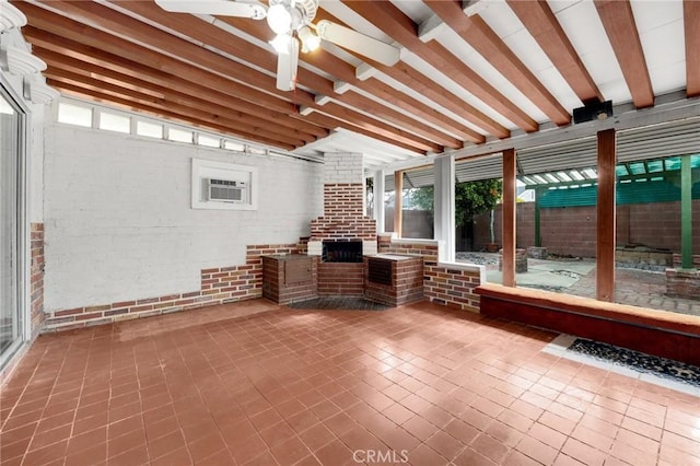 view of patio / terrace with a fireplace