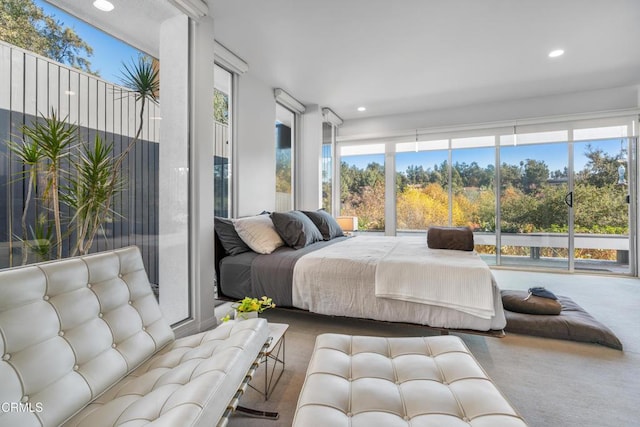 carpeted bedroom with multiple windows