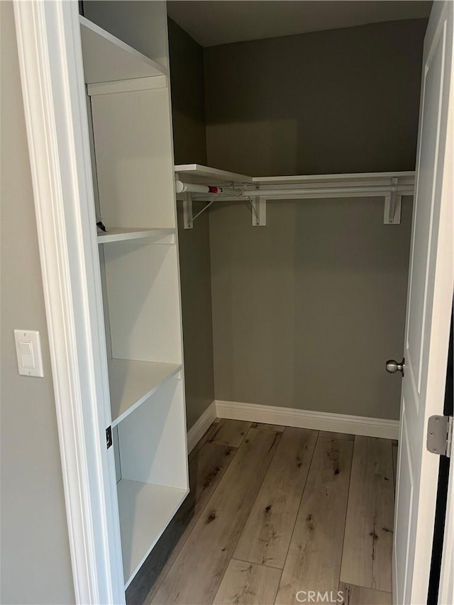 spacious closet featuring light hardwood / wood-style floors