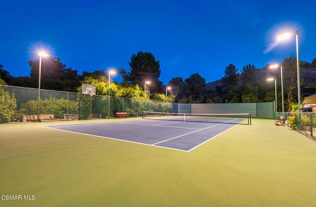 view of tennis court with basketball court