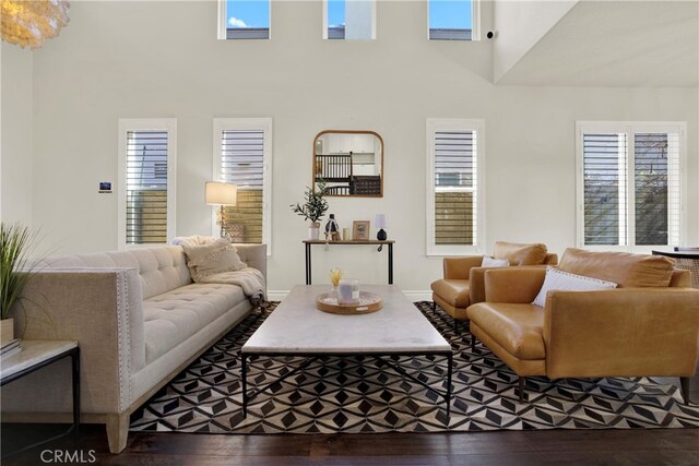 living room featuring dark hardwood / wood-style floors