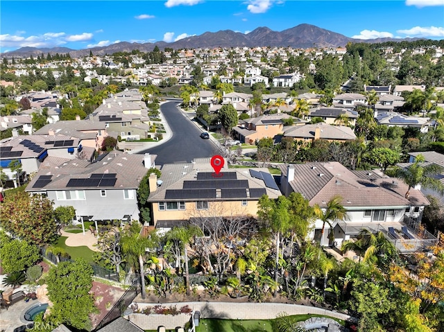 birds eye view of property featuring a residential view and a mountain view