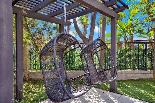 exterior space featuring a pergola