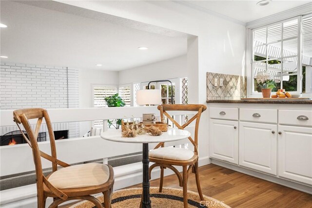 dining room with light hardwood / wood-style flooring