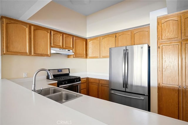 kitchen with sink and appliances with stainless steel finishes