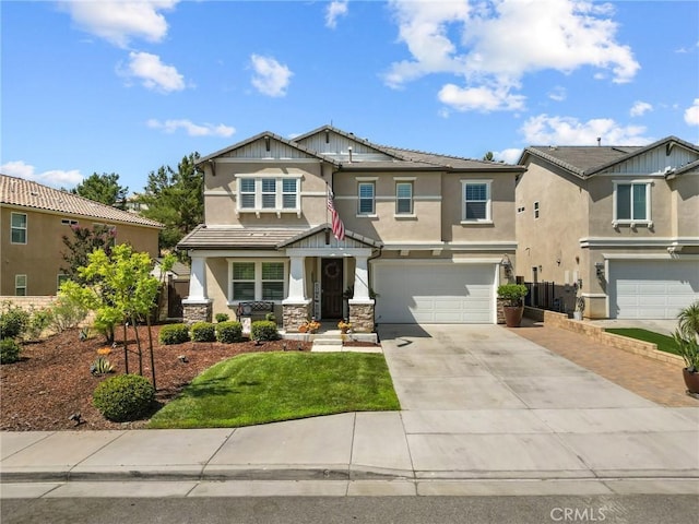 craftsman inspired home with a garage