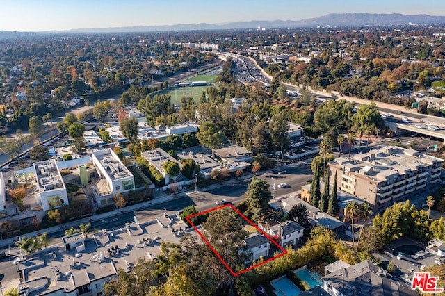 drone / aerial view with a mountain view