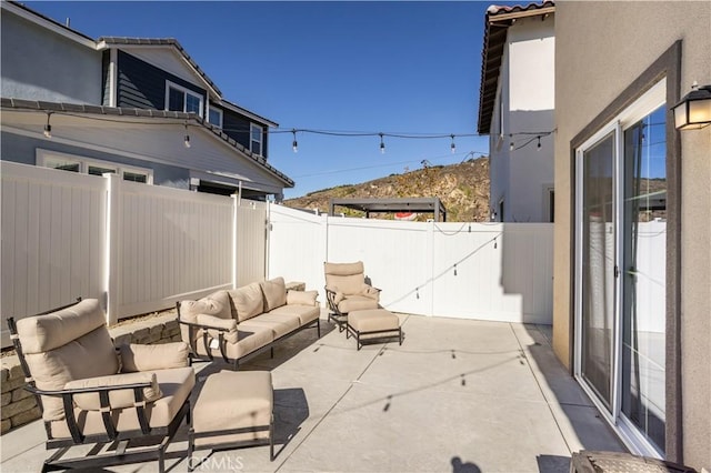 view of patio featuring an outdoor hangout area